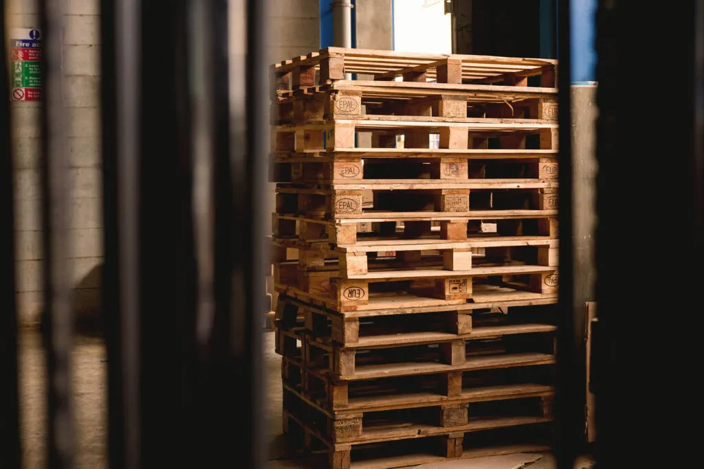 Stacked pallets ready for transport